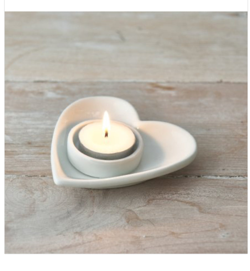 White Heart Shaped T-light Holder