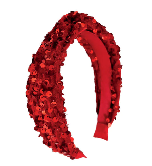 Sequin Velvet Headband Red- Rockahula