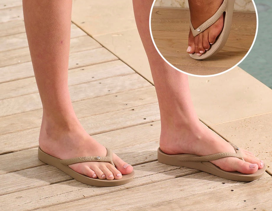 ARCHIES ARCH SUPPORT FLIP FLOPS - CRYSTAL TAUPE