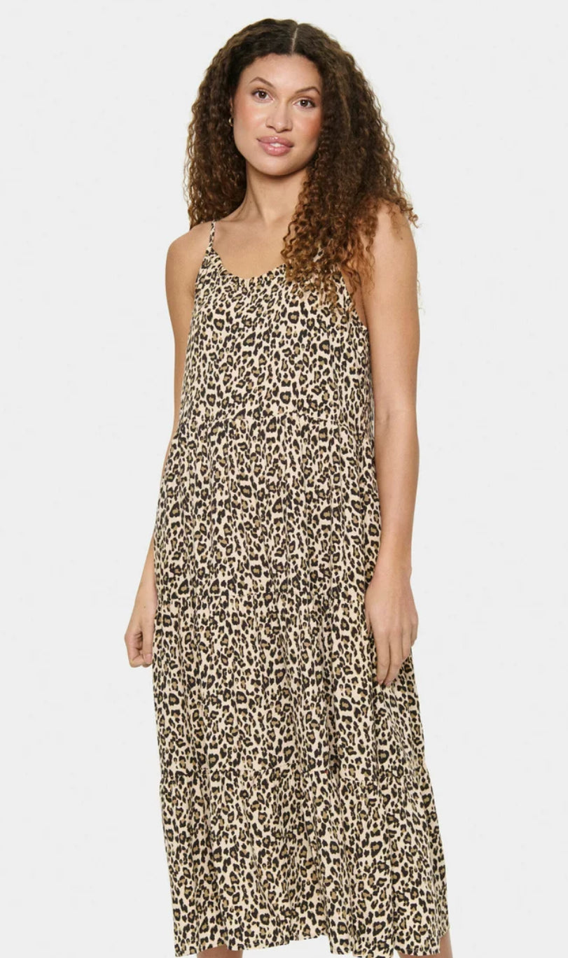 EdaSZ Maxi Strap Dress - Creme Leopard