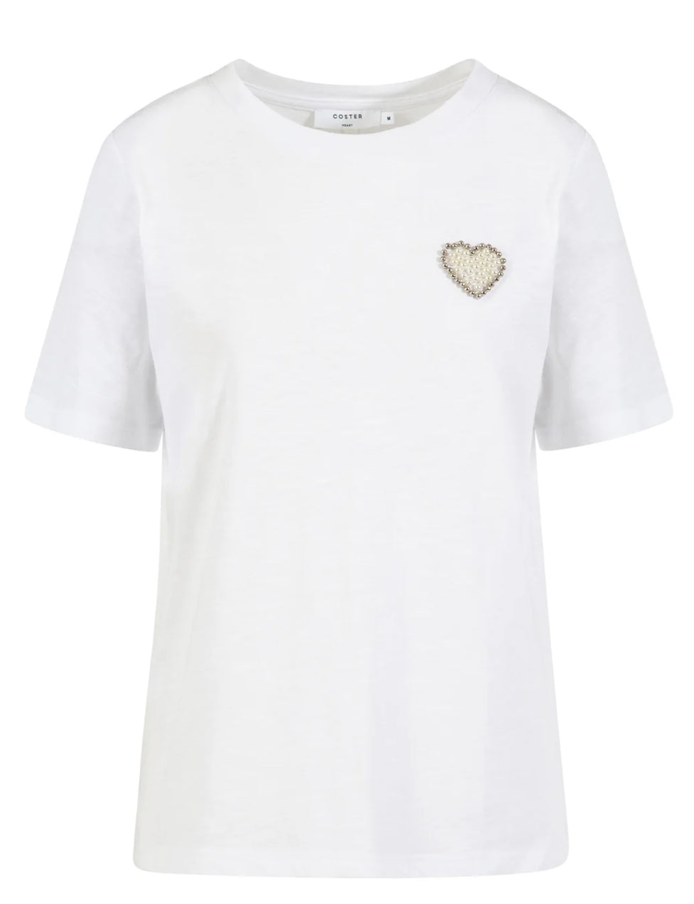 T-SHIRT WITH BEADED HEART PATCH