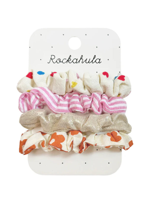 Rainbow hearts scrunchie set