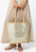 GOLD METALLIC STRAW BAG