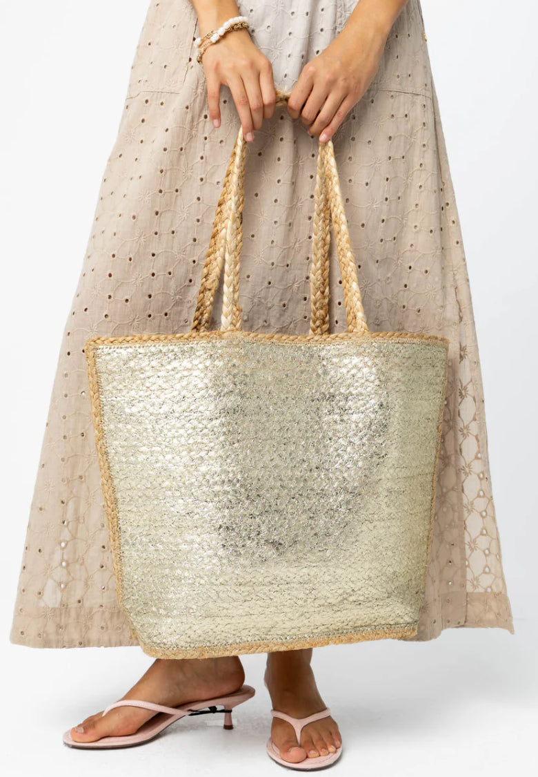 GOLD METALLIC STRAW BAG
