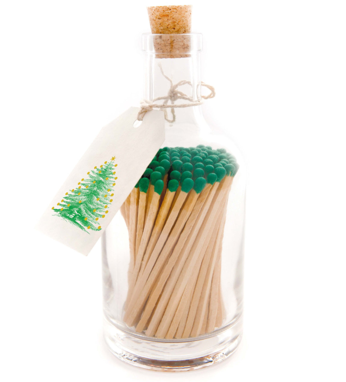 Luxury Glass Bottle Matches - Christmas Tree gold decs Bottle