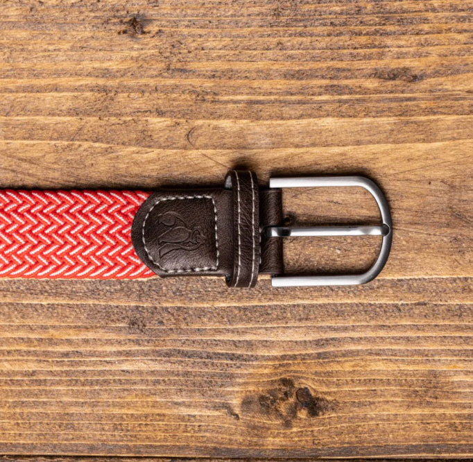 WOVEN BELT - RED/WHITE FINE WEAVE