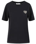T-SHIRT WITH BEADED HEART PATCH