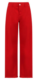 RAW HEM PETRA FIT JEANS - SCARLETT RED
