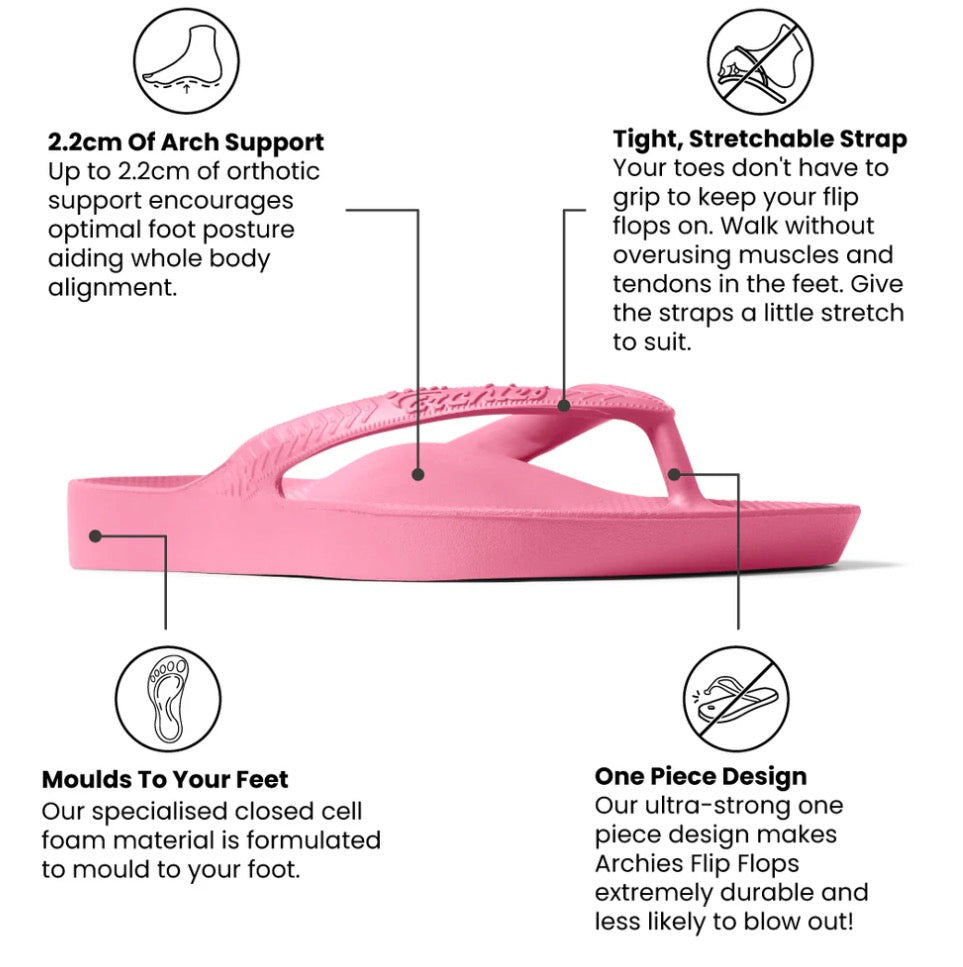 ARCHIES ARCH SUPPORT FLIP FLOPS - HOT PINK