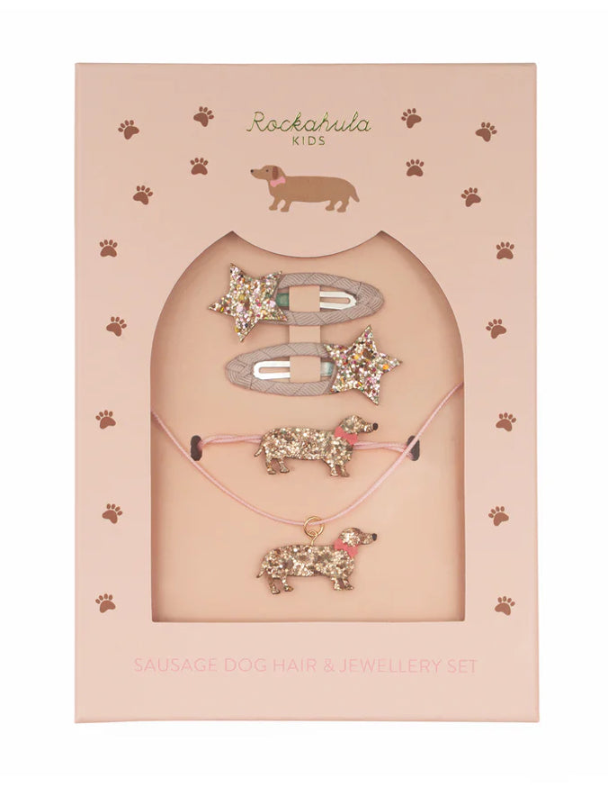 Sausage Dog Hair and Jewellery Set
