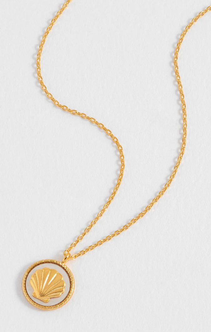 MOTHER OF PEARL SEASHELL COIN NECKLACE