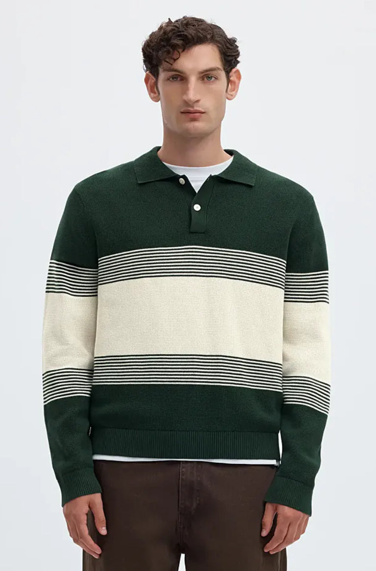 SLMDANE LS KNIT STRIPE POLO