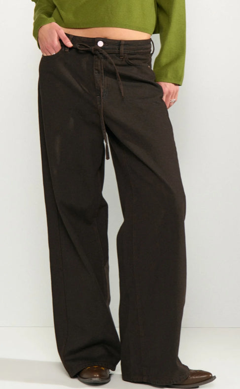 NUBROOKLYN HR WIDE JEANS - BLACK COFFEE