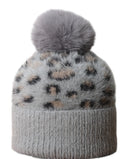 Leopard Fluffy Bobble Hat