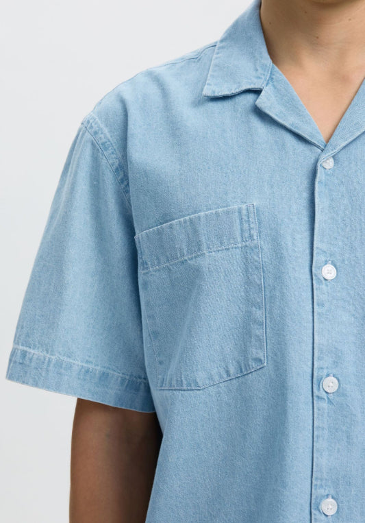SLHRLXCARLO DENIM SS SHIRT RESORT