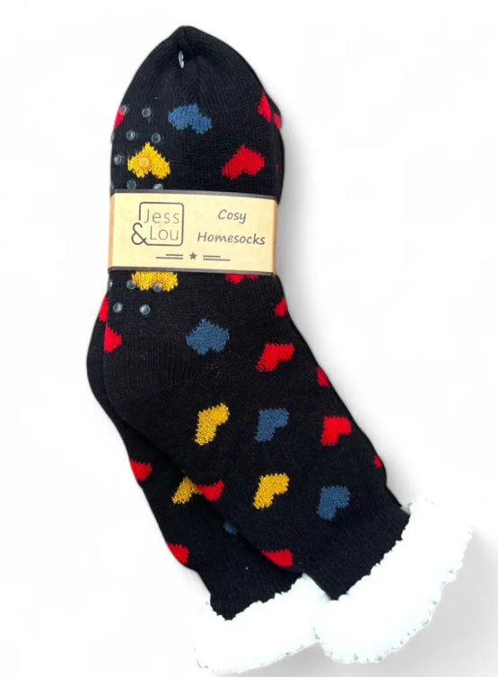 Hearts Fleece Lined Slipper Socks