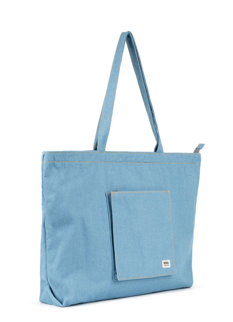 Portobello Wash Cotton Denim Tote - Large