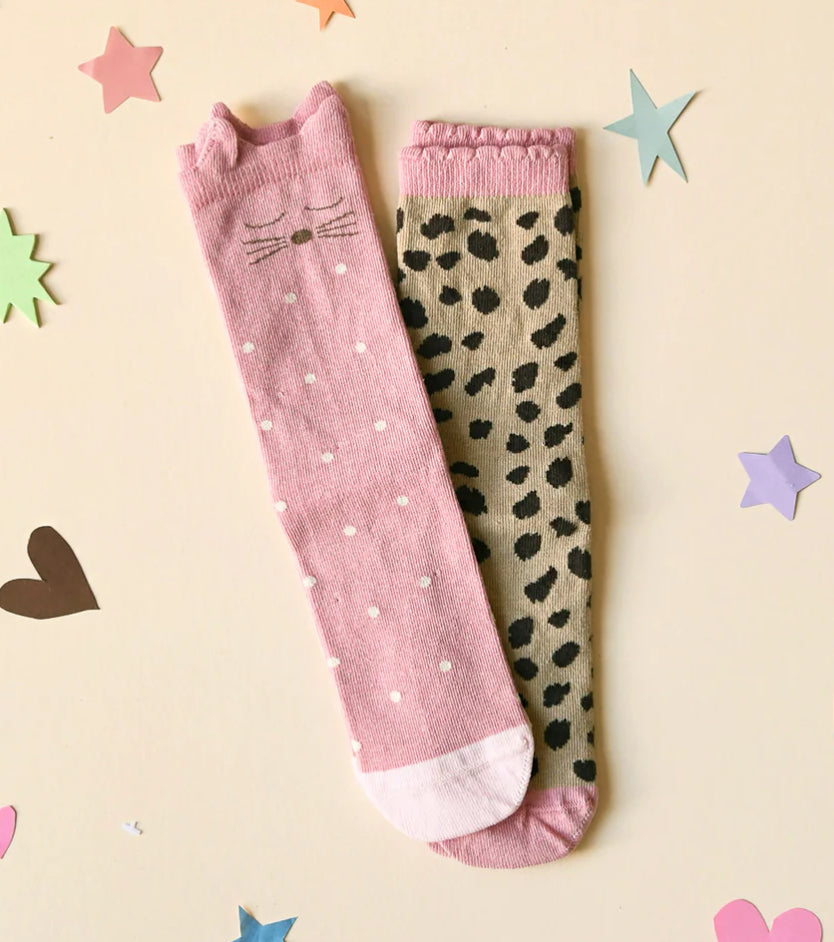 Clara Cat Leopard 2 Pack Socks