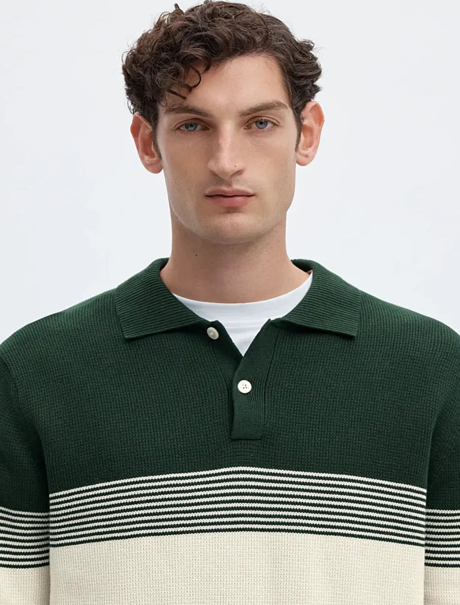 SLMDANE LS KNIT STRIPE POLO