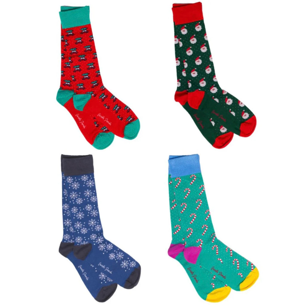4 Pack Christmas Motif Sock Box