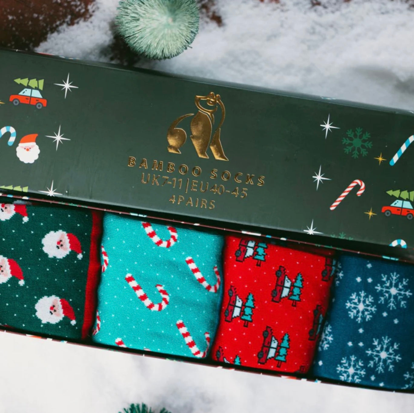 4 Pack Christmas Motif Sock Box