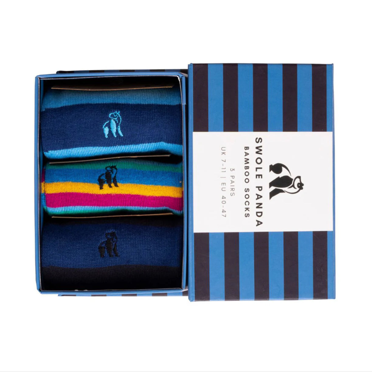 BLUE STRIPE SOCK BOX - 3 PAIRS OF BAMBOO SOCKS (HIS)