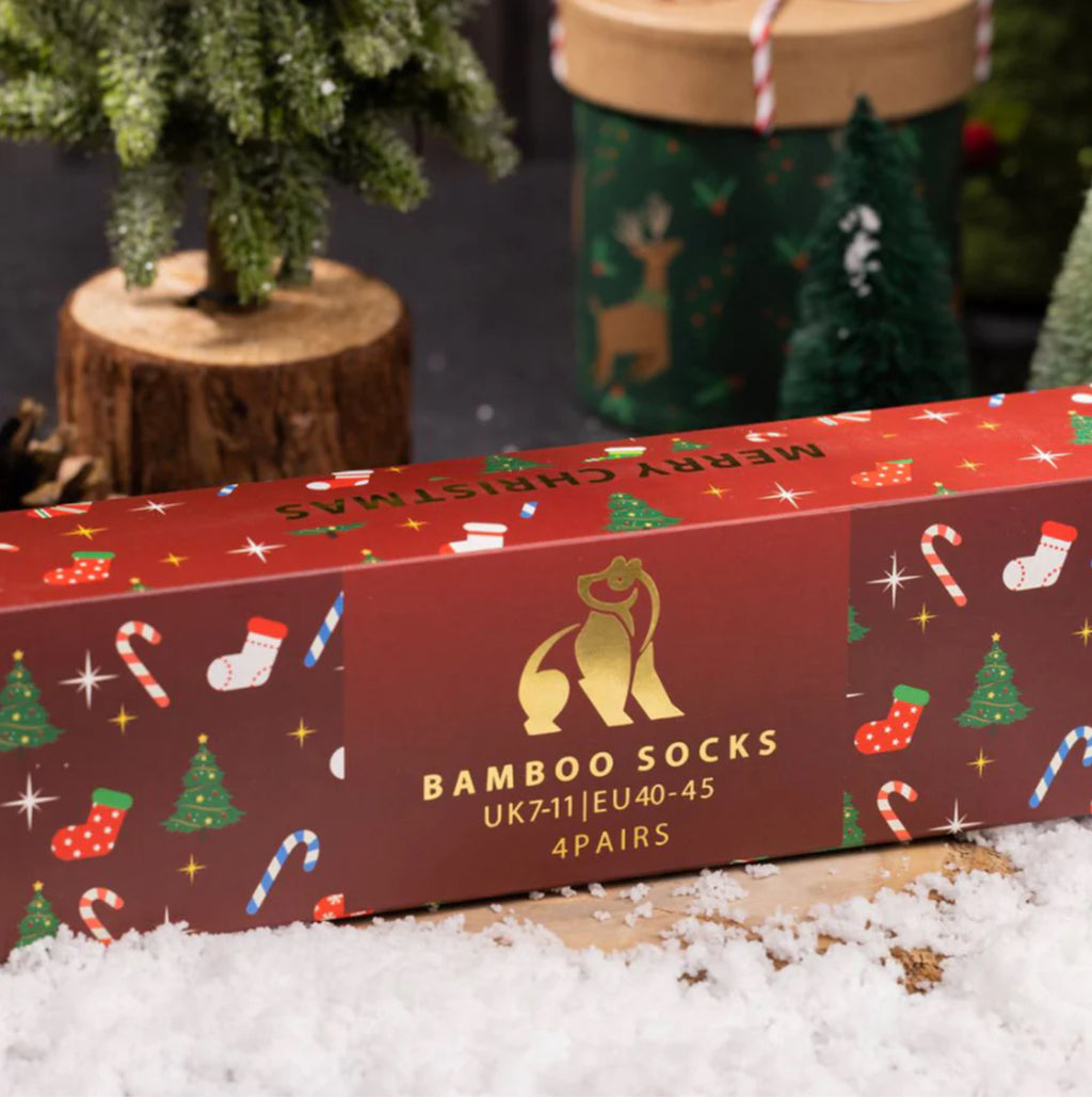 4 Pack Red Christmas Sock Box