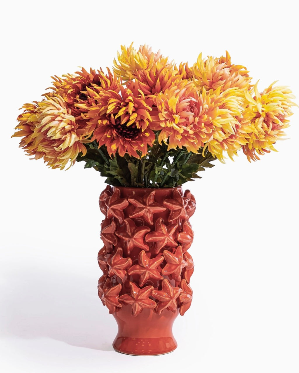 Orange Starfish Large Ceramic Vase