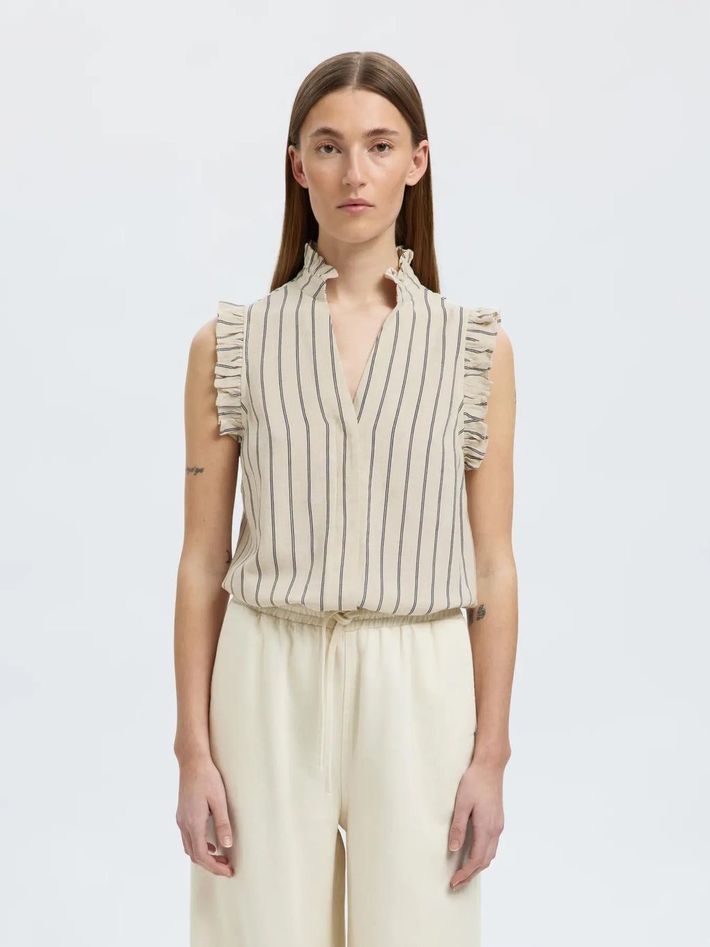 SLFVIVA SL RUFFLE STRIPED SUN TOP
