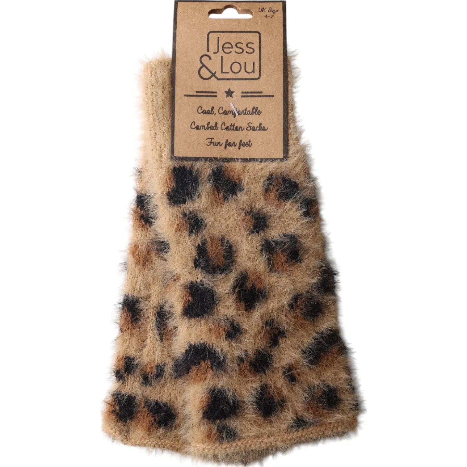 Fluffy Leopard Knit Fingerless Gloves