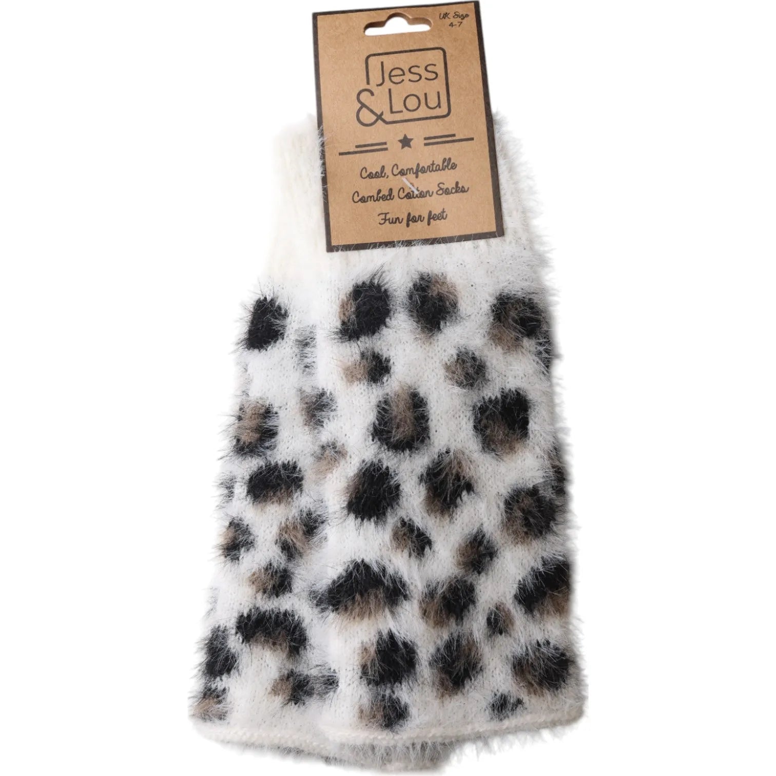 Fluffy Leopard Knit Fingerless Gloves