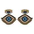 Gold Beaded Double Eye Drop Earrings