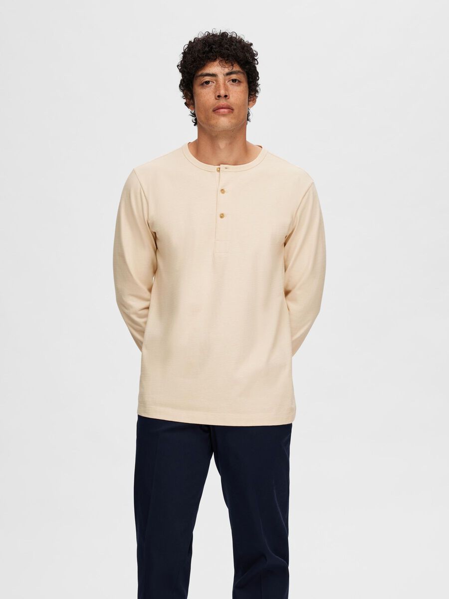 SLHPHILLIP HENLEY TOP - OATMEAL