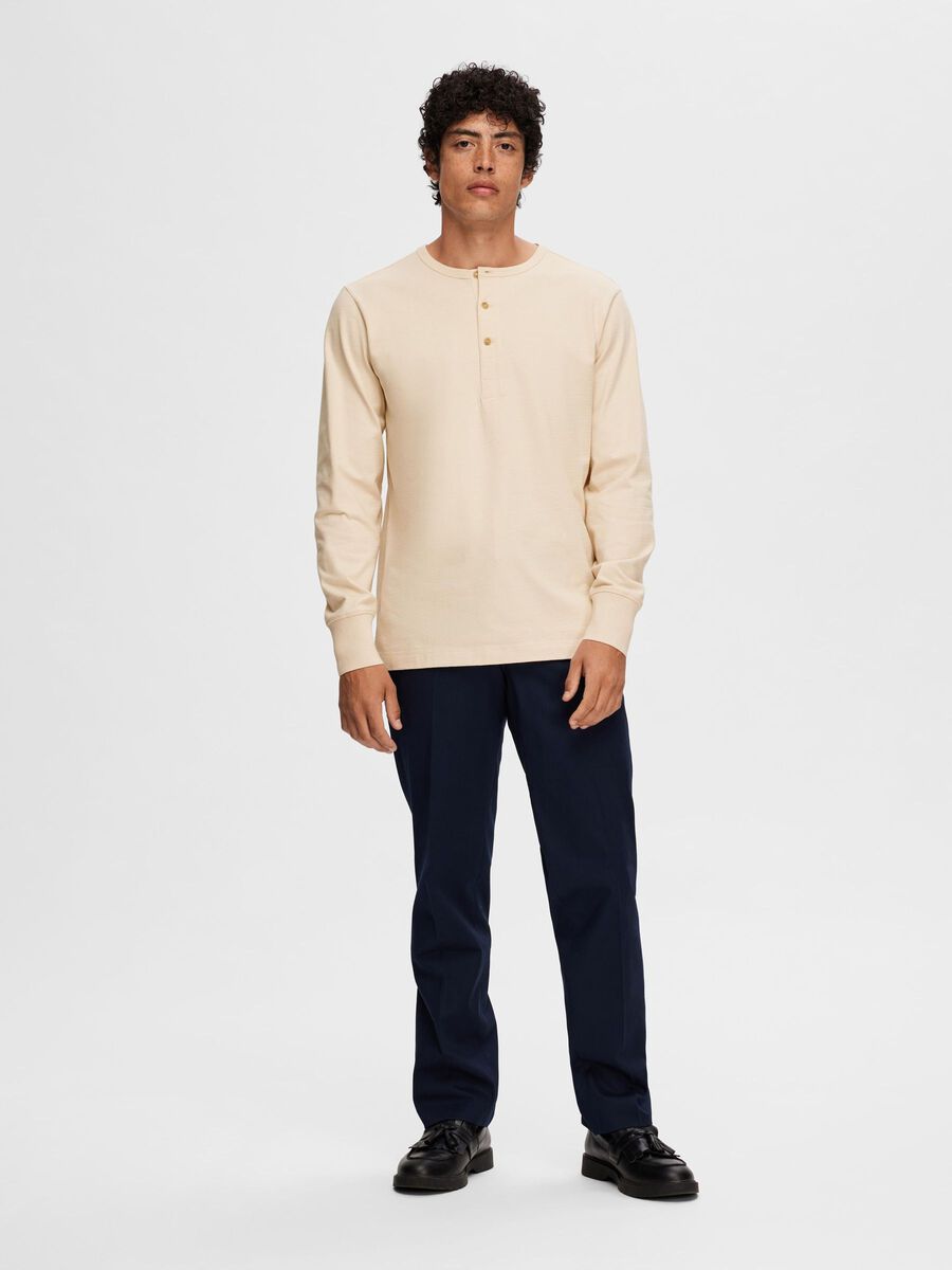 SLHPHILLIP HENLEY TOP - OATMEAL