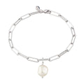 Hannah Martin Long Link Bracelet with Pearl - Silver