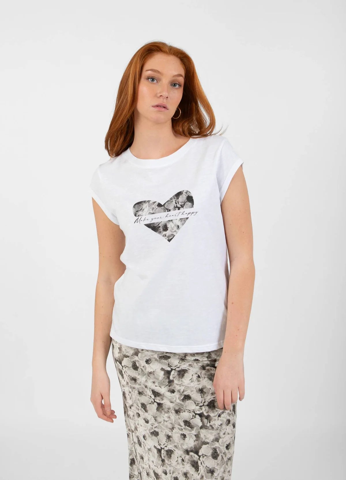 CC Heart Happy T-Shirt - White / Black