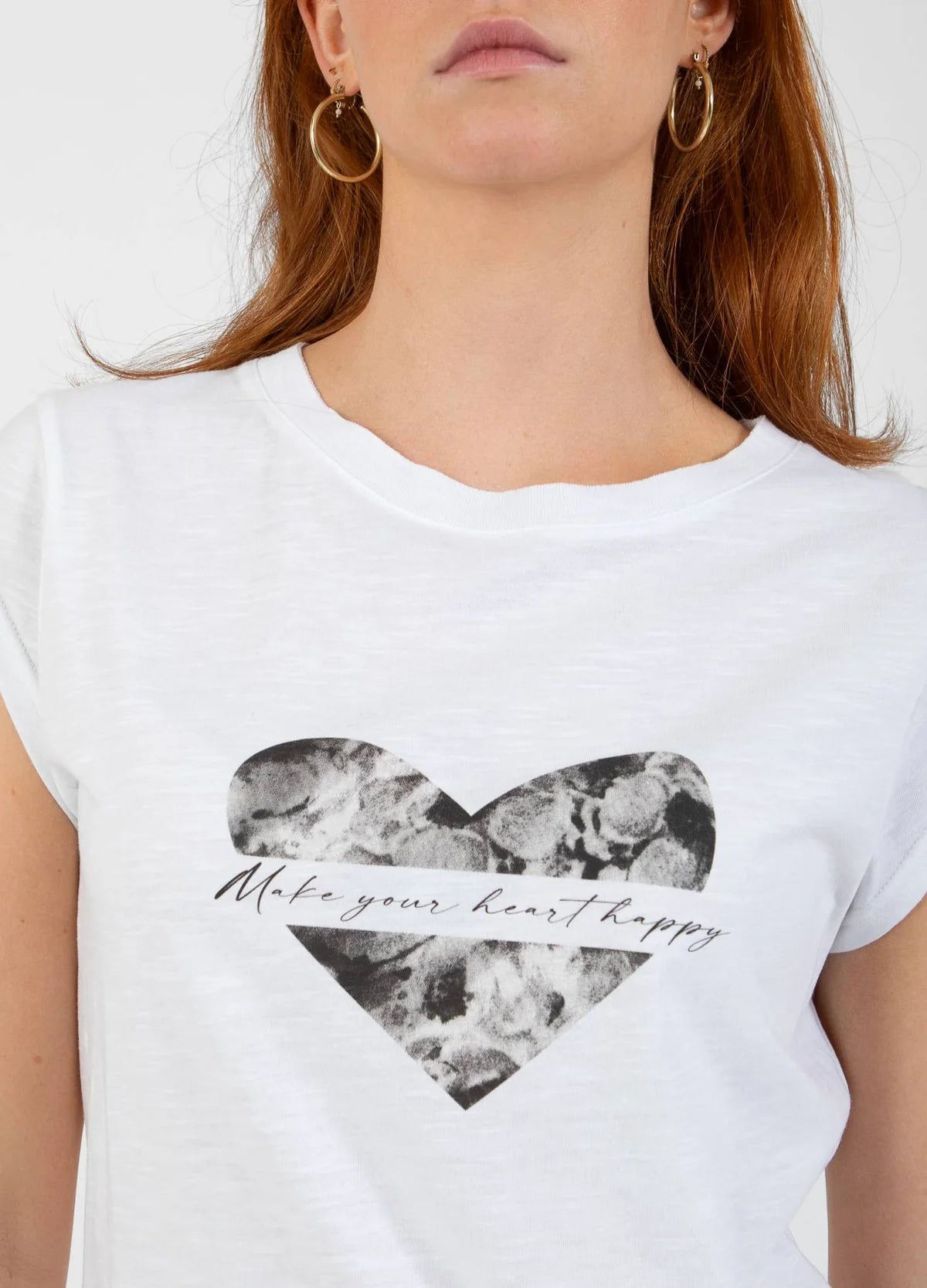 CC Heart Happy T-Shirt - White / Black