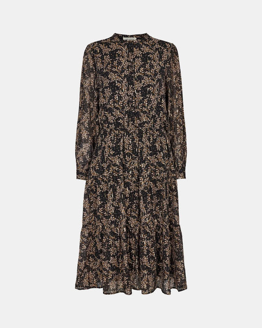 Sofie S223212 LS DRESS black / brown floral
