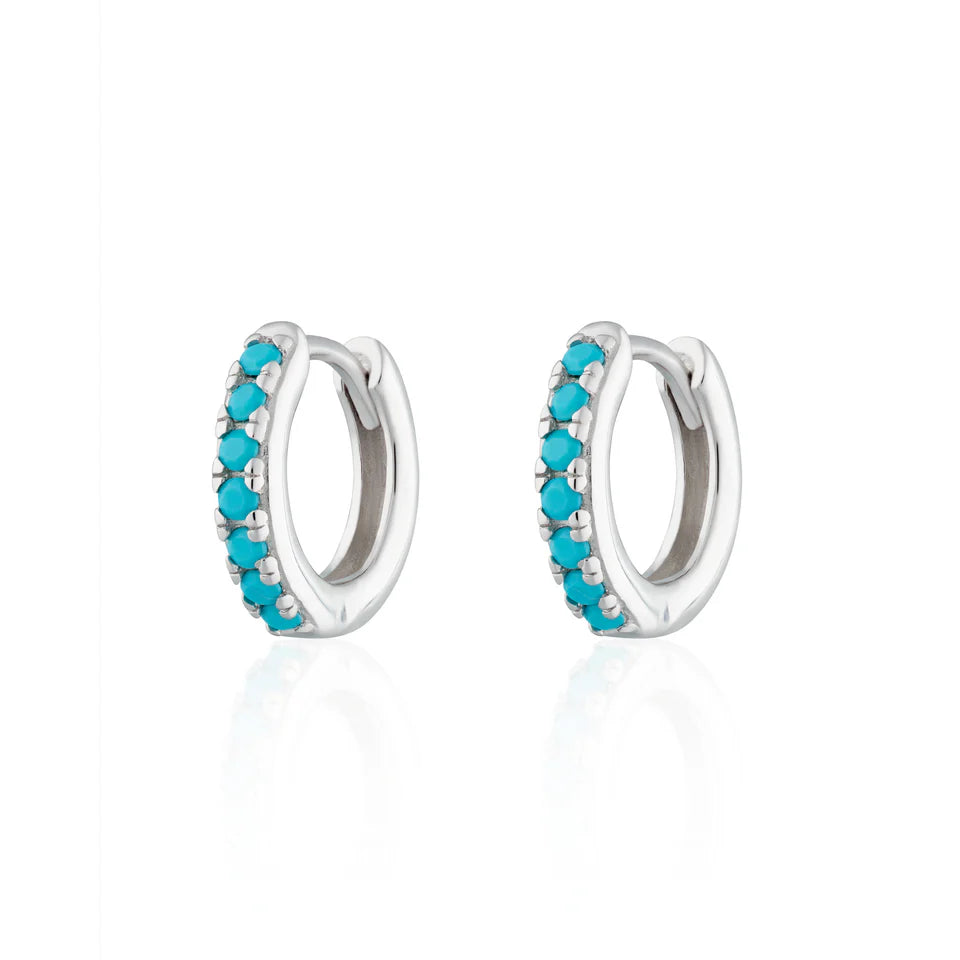 Huggie Earrings with Turquoise Stones