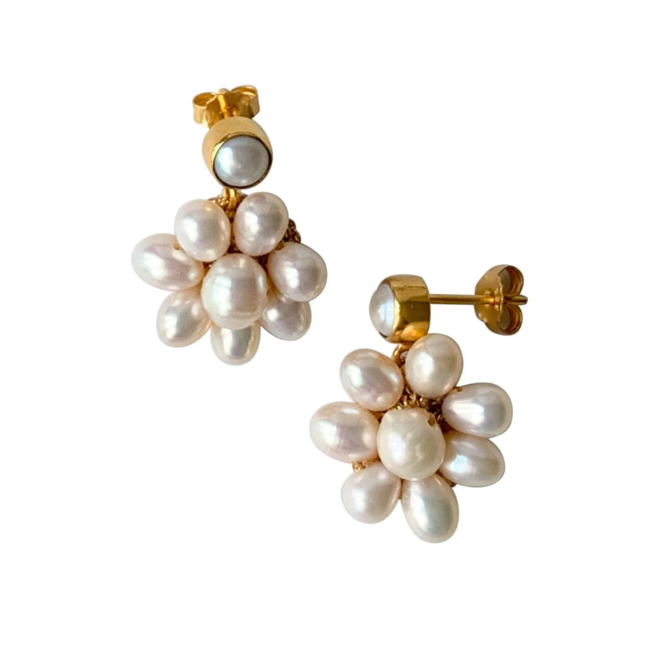 Flower Pearl Stud Earrings