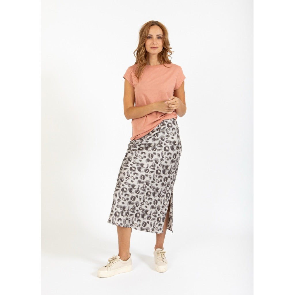 SKYLER MIDI SKIRT - GREY LEO