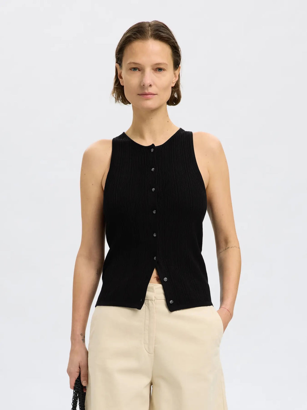 SLFTRIXIE KNIT BUTTON TOP