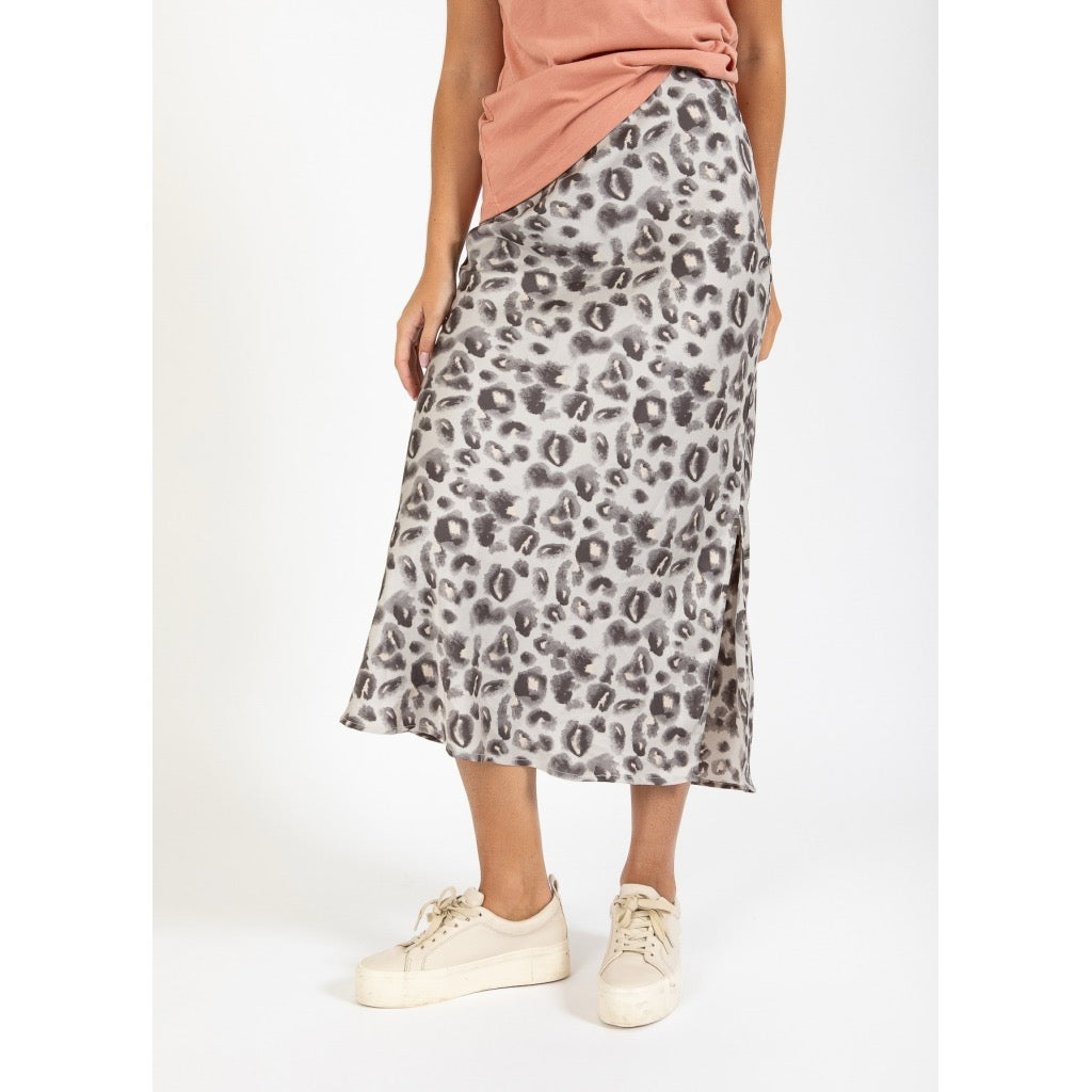SKYLER MIDI SKIRT - GREY LEO