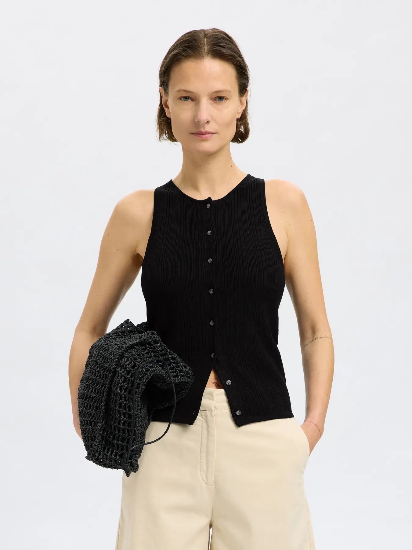 SLFTRIXIE KNIT BUTTON TOP