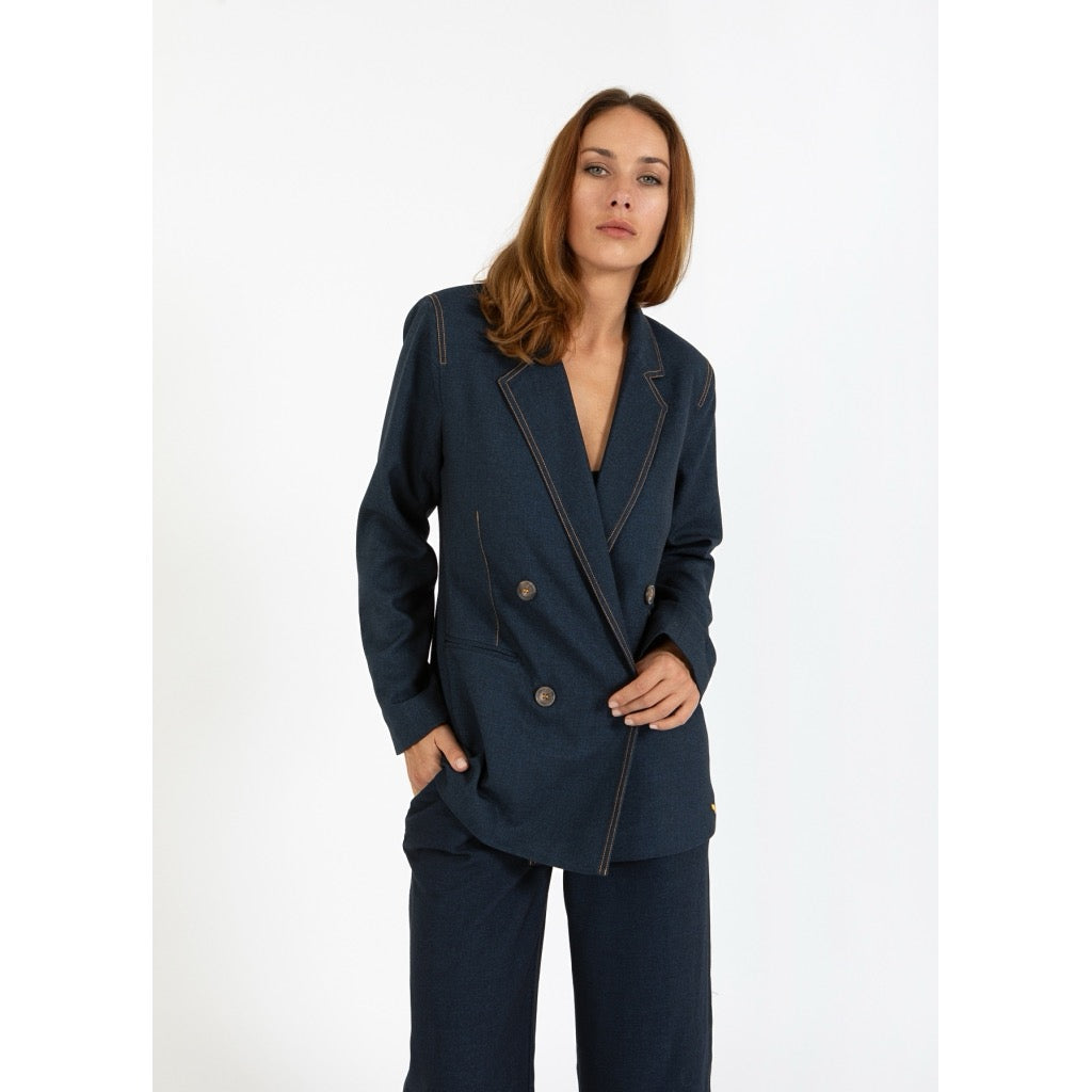 DOUBLE BREASTED BLAZER - NIGHT BLUE