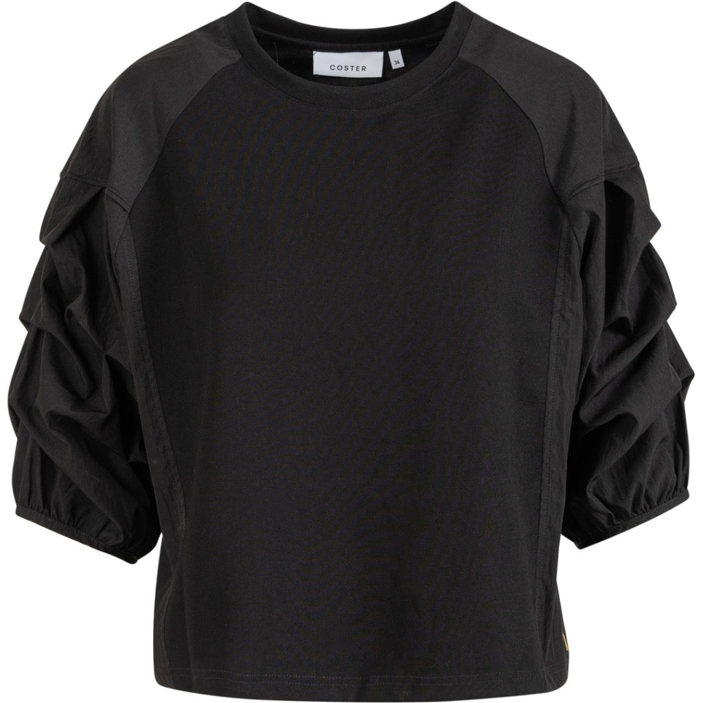 BLOUSE MIX WITH PUFFY SLEEVES