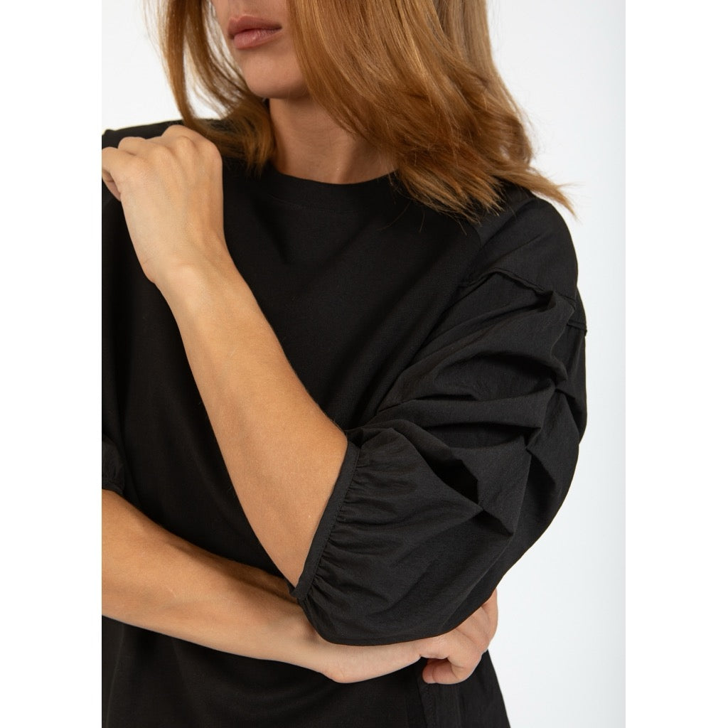 BLOUSE MIX WITH PUFFY SLEEVES