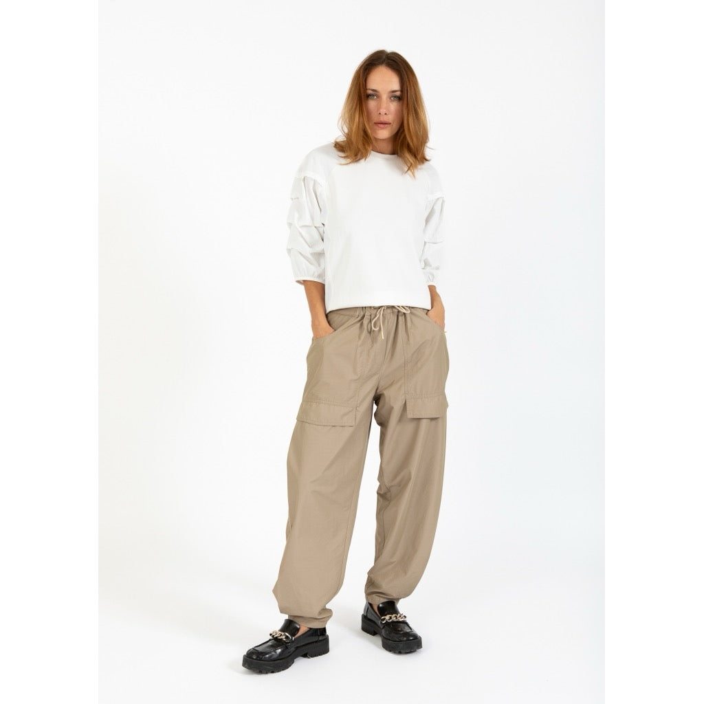 BLOUSE MIX WITH PUFFY SLEEVES