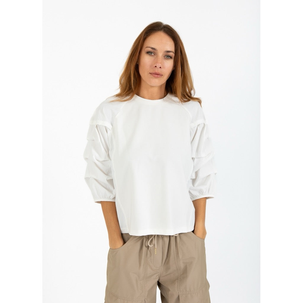 BLOUSE MIX WITH PUFFY SLEEVES