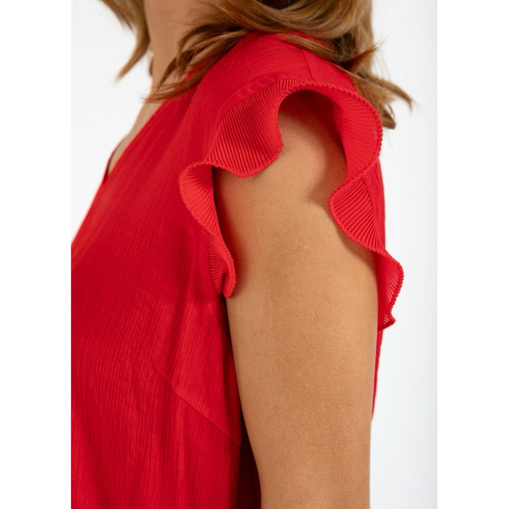 V-NECK TOP WITH RUFFLES